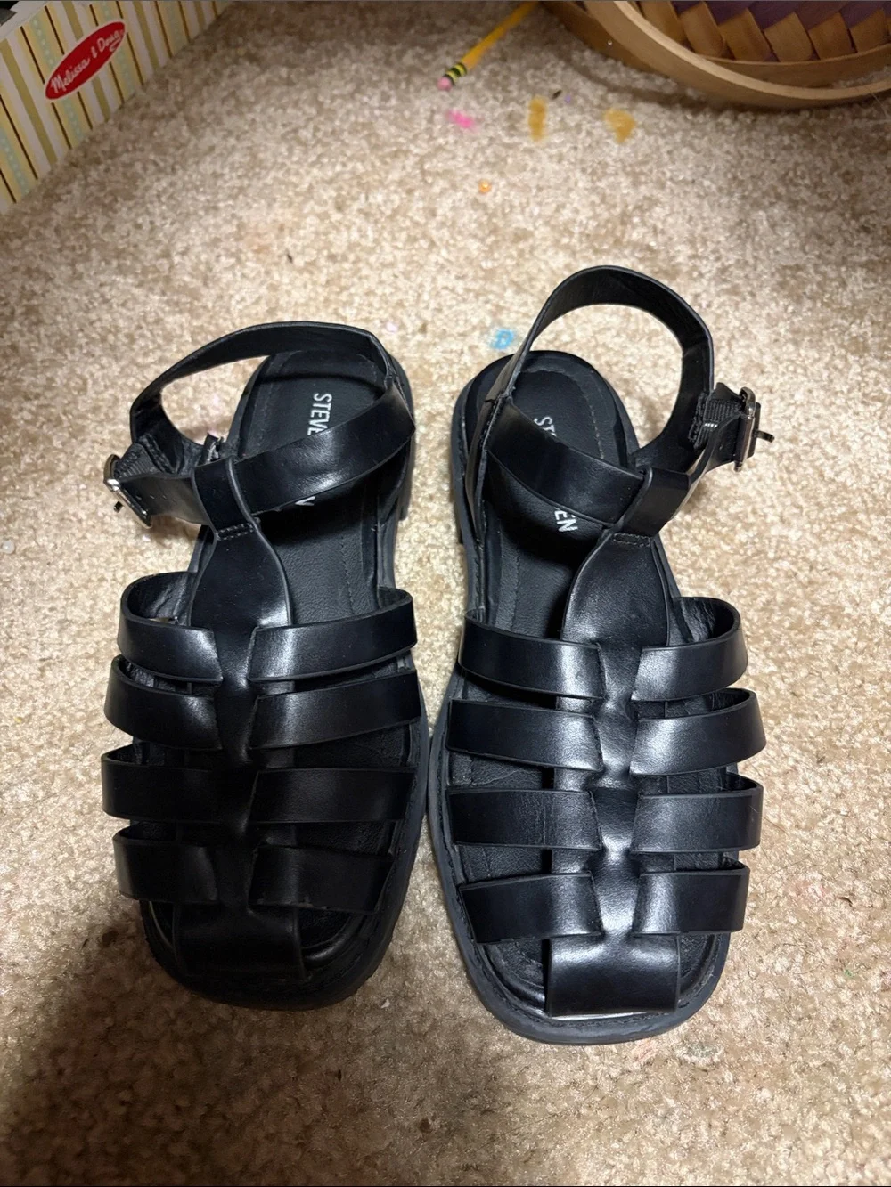 Steve Madden Black Chunky Sole Strappy Sandals